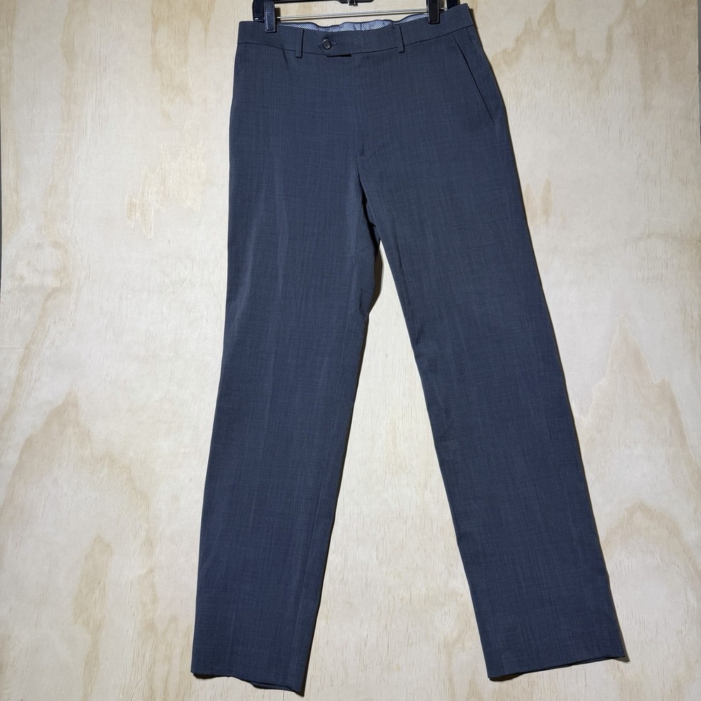 Chaps Total Comfort Mens Dress Pants 32x32 Gray Flat Front Straight Leg Trousers